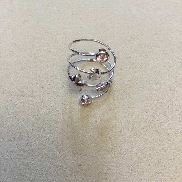Silver Star, Moon &  Pink Crystals Ring - Picture 3 of 5